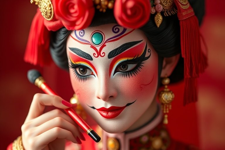 免费高清视频-非遗传承：京剧脸谱绘制技艺